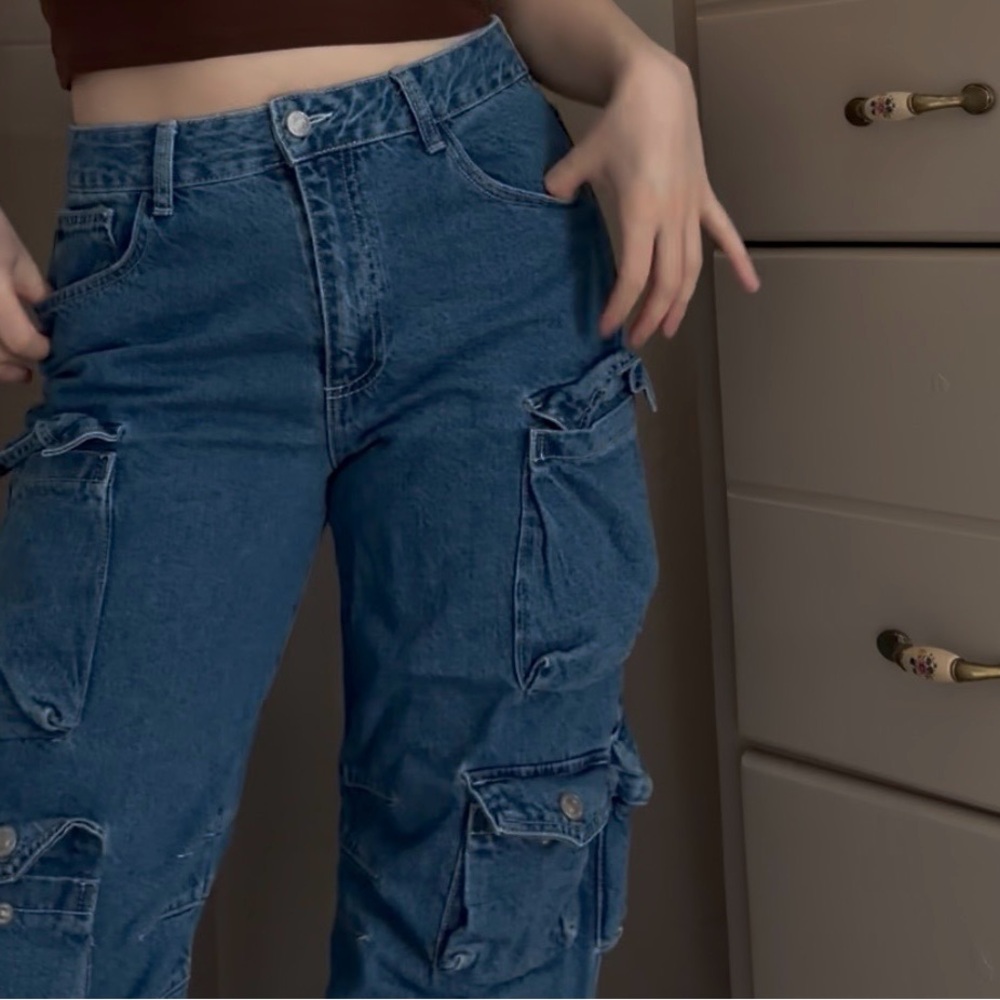 Blue Cargo Jeans for Women